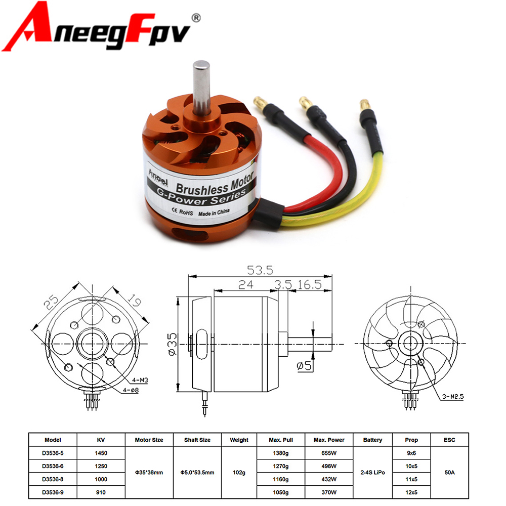 Rc Helicopter Mini - Motor Outrunner sin escobillas D3536 910KV