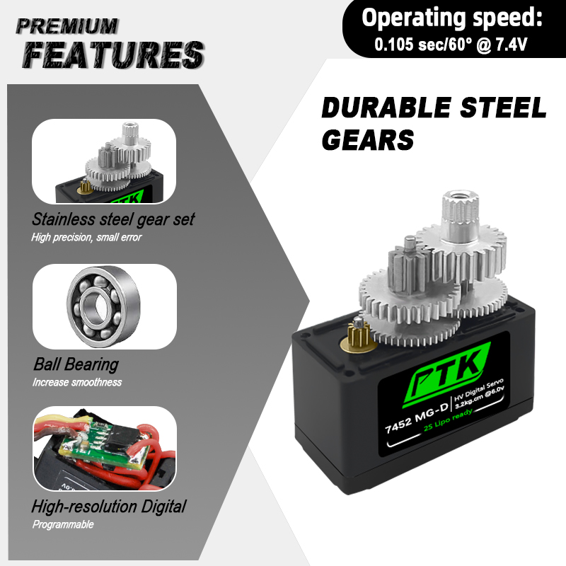 Servo Digital PTK 7452 MG-D 9g - Rc Helicopter Servo reseña y precio